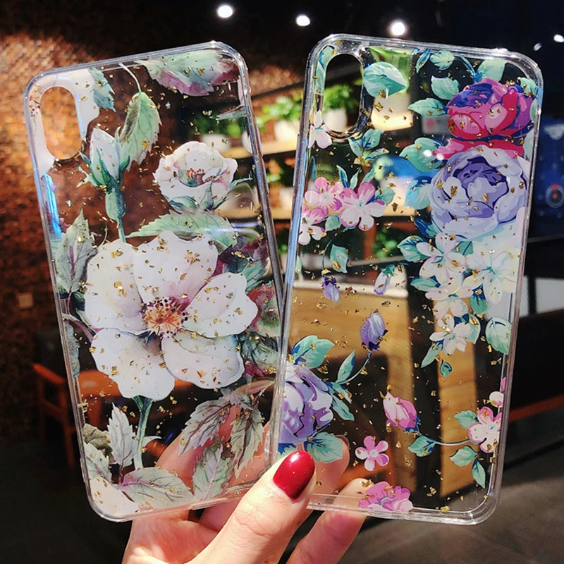 Gold Foil Luxury Phone Case For iPhone XR X XS MAX Cases Silicone Soft Transparent Anti-Knock 7 6 S 6S 8 Plus Cover | Мобильные