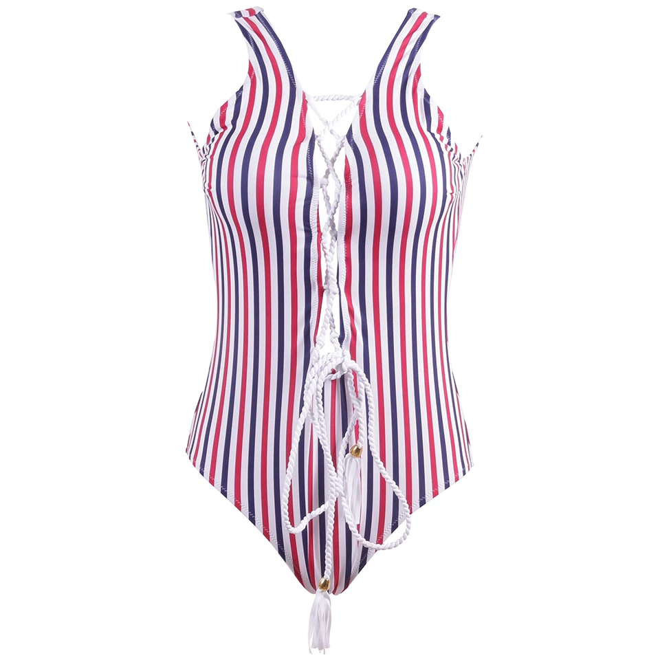 Женский купальник с открытой спиной SAMEGAME пляжный купальный костюм в полоску