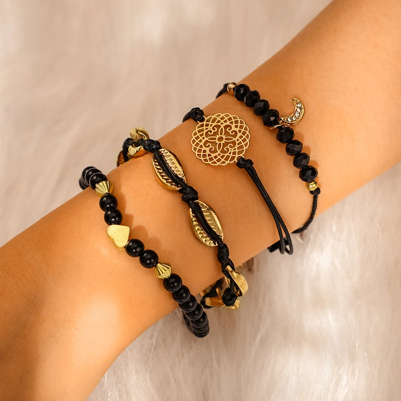 Docona богемный Набор браслетов золотистого цвета луна в виде сердца многослойный