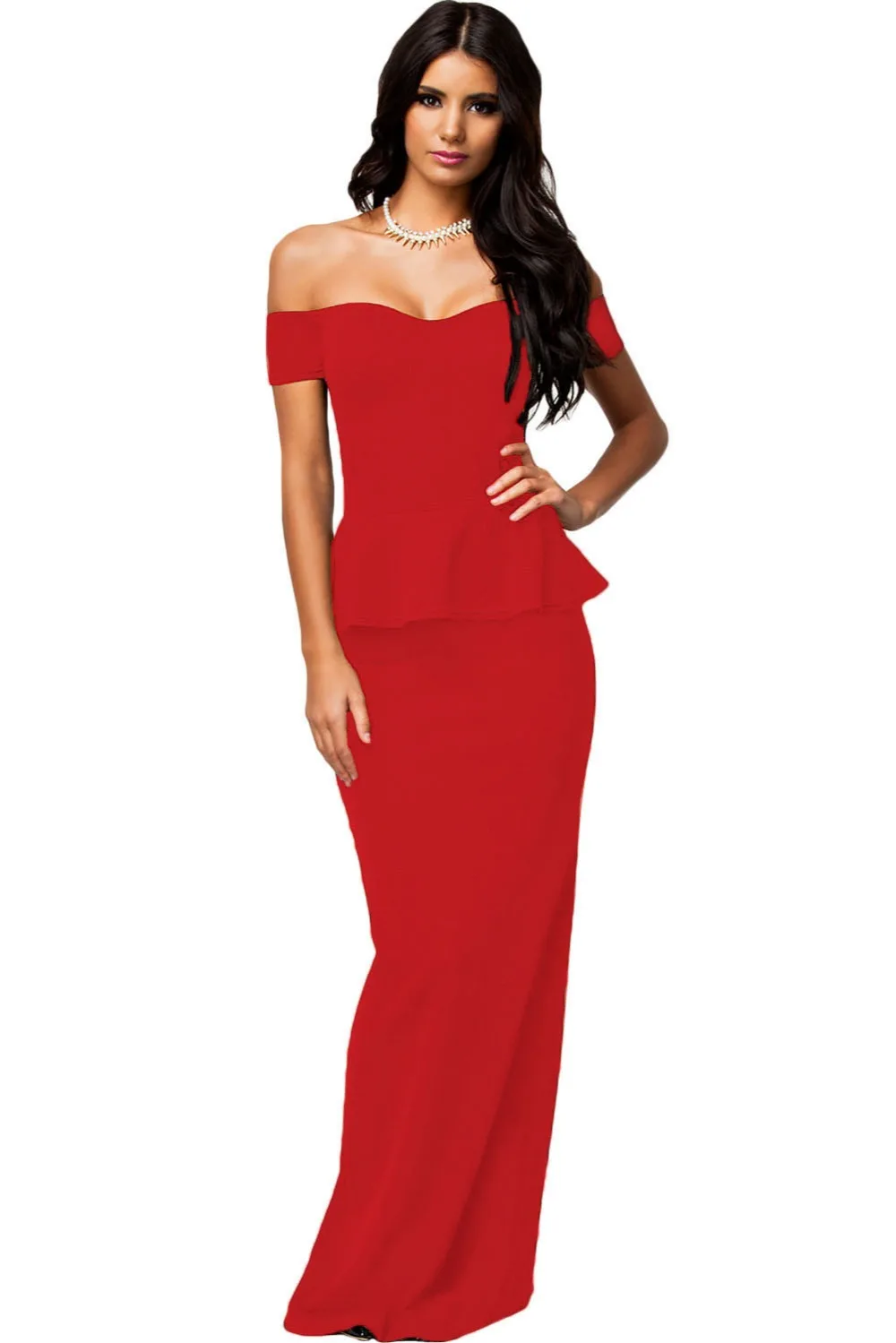 Dear Lover Лидер продаж vestidos de festa Лонго черный с коротким рукавом баски Платье макси