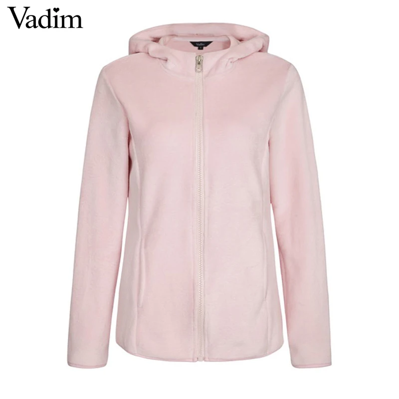 Женская толстовка на молнии базовая свободная с капюшоном из толстого флиса