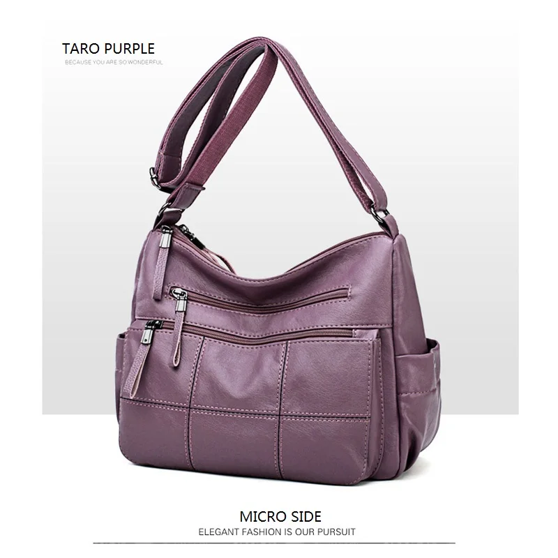 TARO PURPLE Женские кожаные сумки, женские винтажные сумки-мессенджеры, дизайнерская сумка через плечо, женская сумка через плечо, сумки с верхней ручкой - Цвет: TARO PURPLE