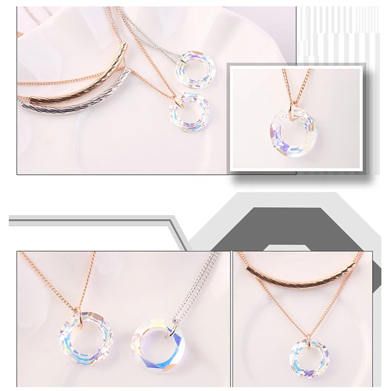 Оригинальные ожерелья с подвеской в виде круга кристаллами Сваровски ошейники