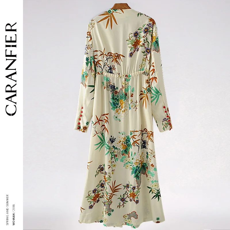 CARANFIER/Летнее белое кимоно красивое платье средней длины с цветком модное рубашка
