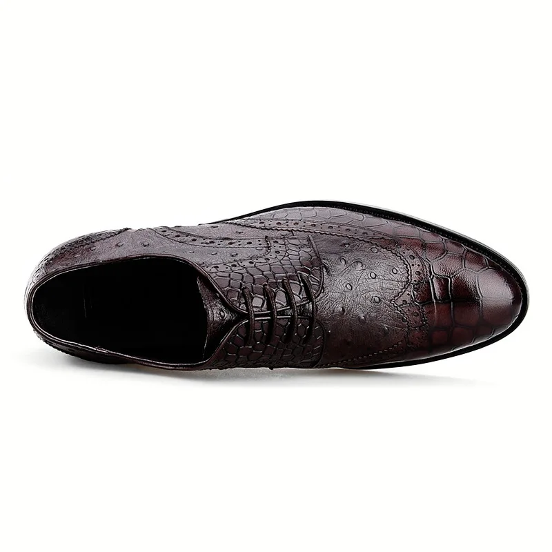 Оксфорды из крокодиловой кожи Цвет Кофейный черный обувь в деловом стиле
