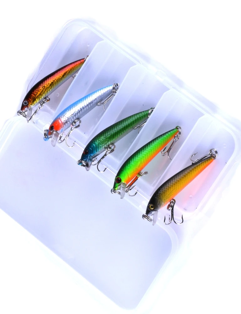

HENGJIA Fishing Lures with box Minnow 5pcs/lot mini floating fishing bait 53mm 3.2g good swimbait Fishing Tackle