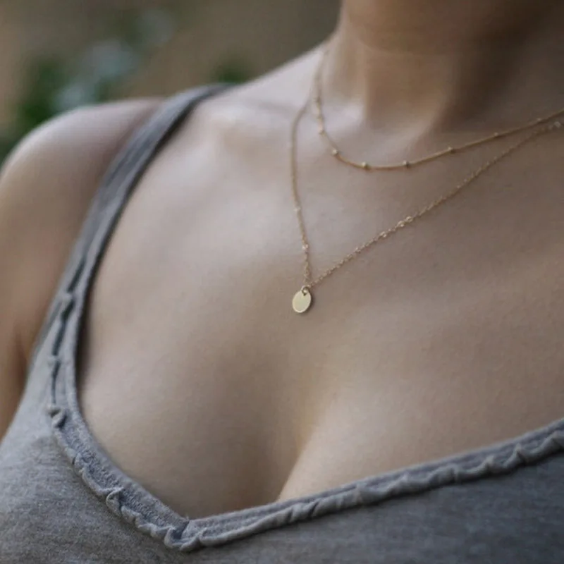 Ожерелье чокер с диском многослойное ожерелье s для женщин и девочек колье монет