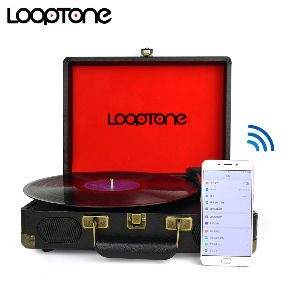 LoopTone Bluetooth портативный чемодан usb зарядный порт проигрыватель виниловых