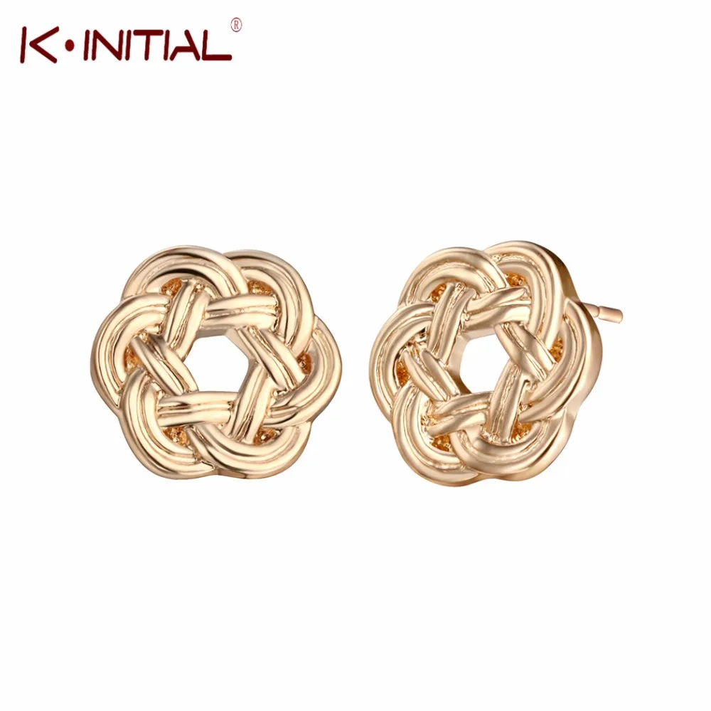 Серьги гвоздики Kinitial с узлом венком модные вязаные серьги крестом Женские
