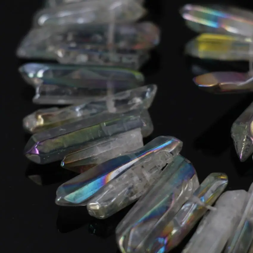 Полированные серые радужные титановые кварцевые хрустальные бусины 15 5 Дюймов