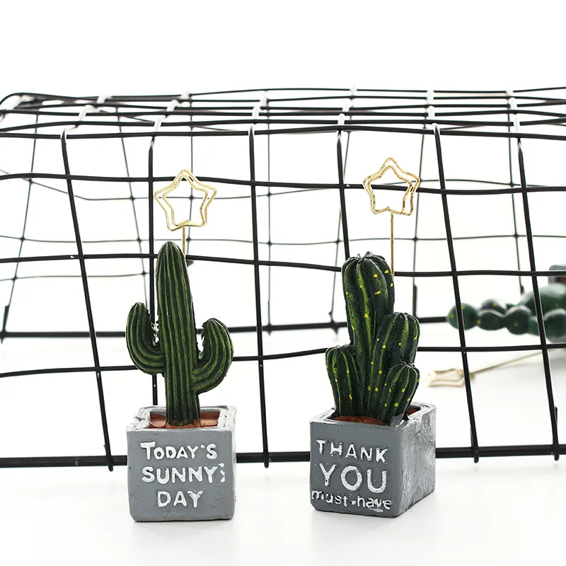 Милый Настольный мини-держатель для фотографий с изображением кактуса смоляный