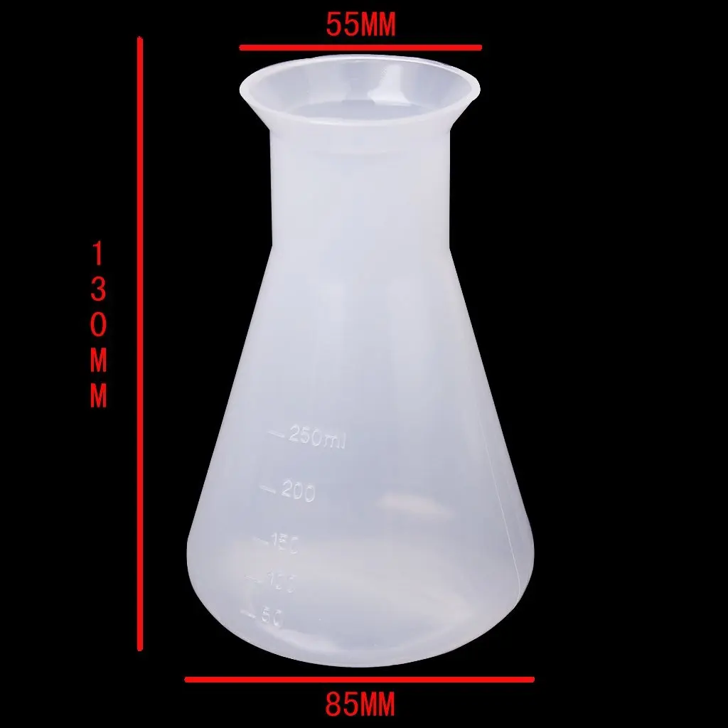 BLEL Горячая пластиковая прозрачная лабораторная химическая Erlenmeyer колбы контейнер бутылка-250 мл