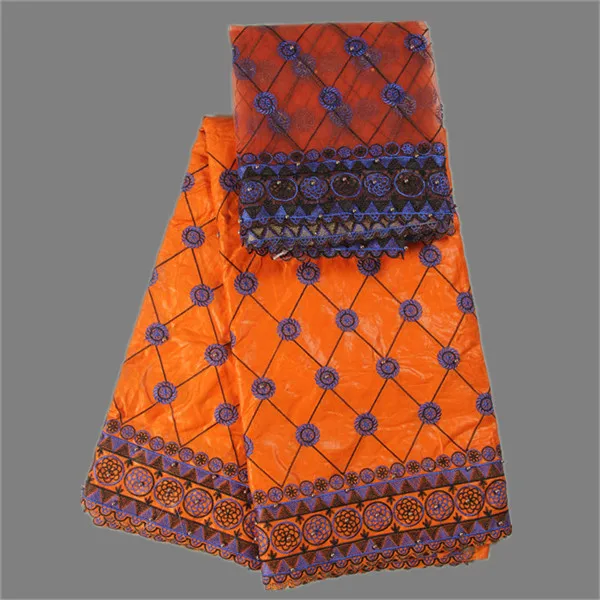 Amazing wedding dress material set African embroidery bazin riche lace fabric matching 2yards of French net NBN22 | Дом и сад