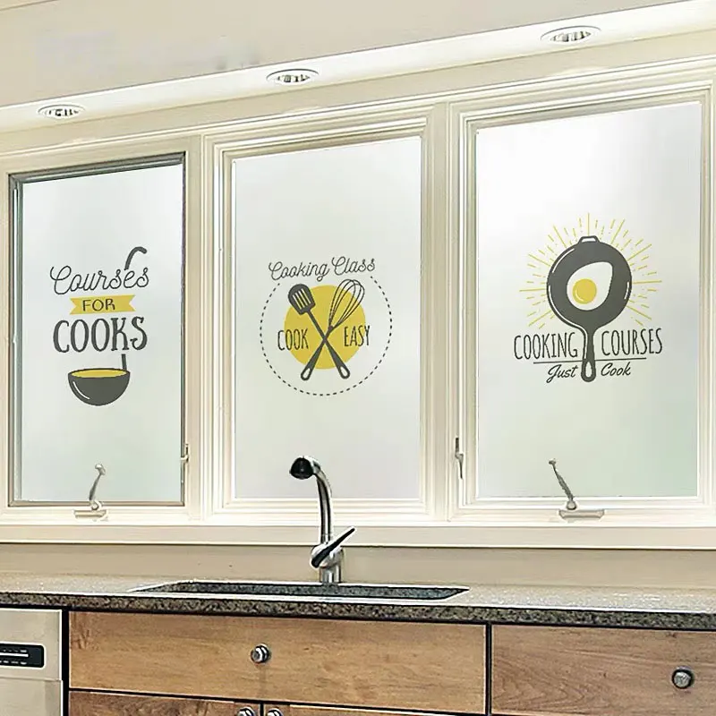 

Cooking class Custom size glass stickers Film on the window static cling Privacy kitchen Sliding door bakery Cake house decor