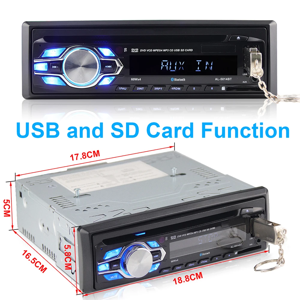 Радио автомобильный CD плеер Automotivo 1 Din 12 в Bluetooth Авторадио аудио авто стерео USB AUX DVD