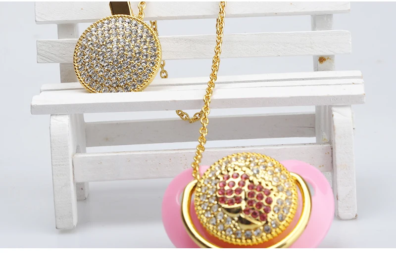 Dollbling, Детская соска, зажим на цепочке, с инкрустированным сверлом, защитное стекло, для сосков, для предотвращения потери, цепочка, держатель для детских сосок