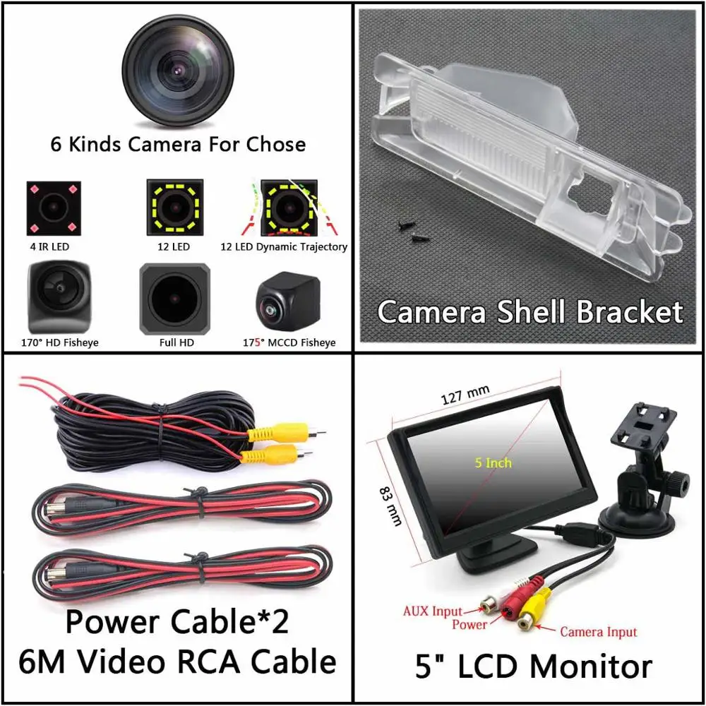 Camera 5 inch LCD 175 градусов 1080P рыбий глаз задний вид автомобиля камера для Nissan March Renault Logan Sandero W автостоянка монитор - Название цвета: Camera 5 inch LCD