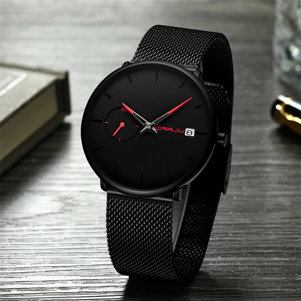 Часы Reloj CRRJU мужские наручные кварцевые модные спортивные водонепроницаемые
