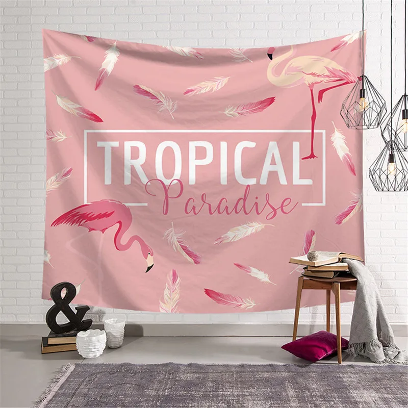 Настенный Гобелен из полиэстера с фламинго 150*200 см одеяло для йоги дорожный