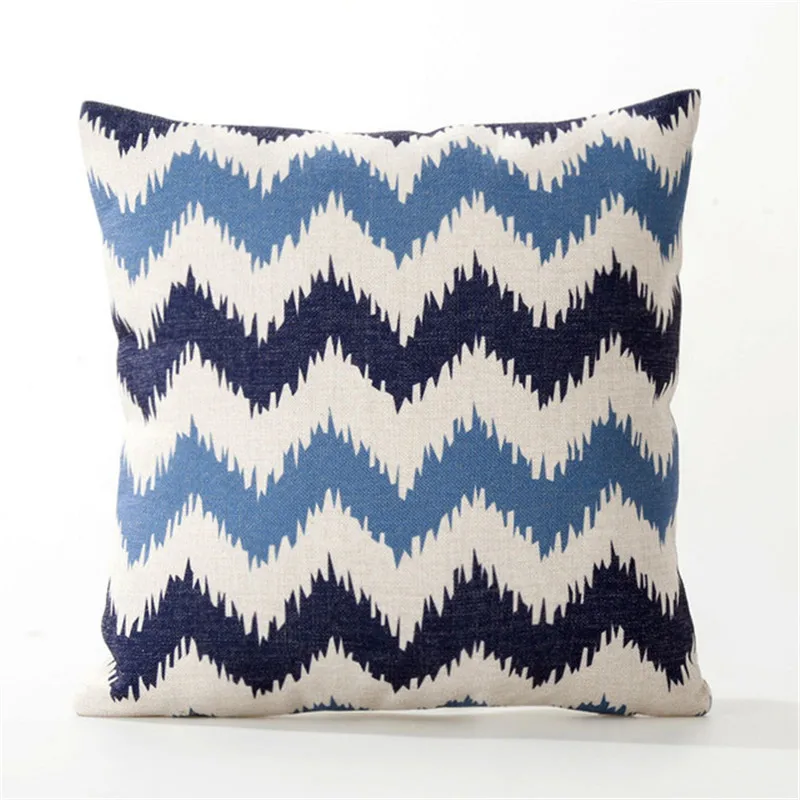 Nordic Цвет в виде геометрических фигур синюю полоску одна сторона печать Home Decor