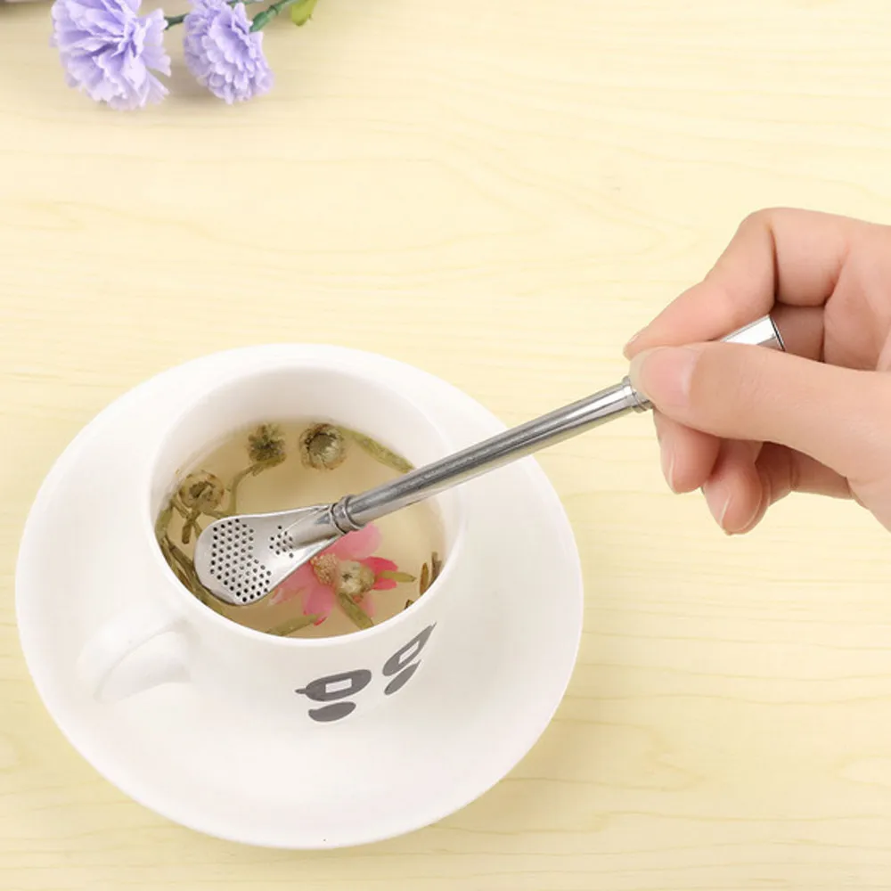 Многофункциональная ложка из нержавеющей стали для питья соломы Чайный фильтр