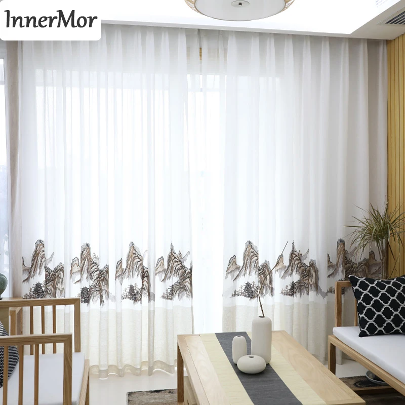 

Innermor вышитые горы тюль шторы для гостиной мягкий домашний декор тюль на окна и кухни окна Индивидуальные