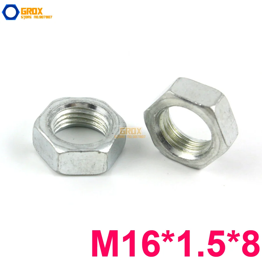 

10 Pieces M16*1.5*8 Thin Nut Fine Thread Carbon Steel Galvanized
