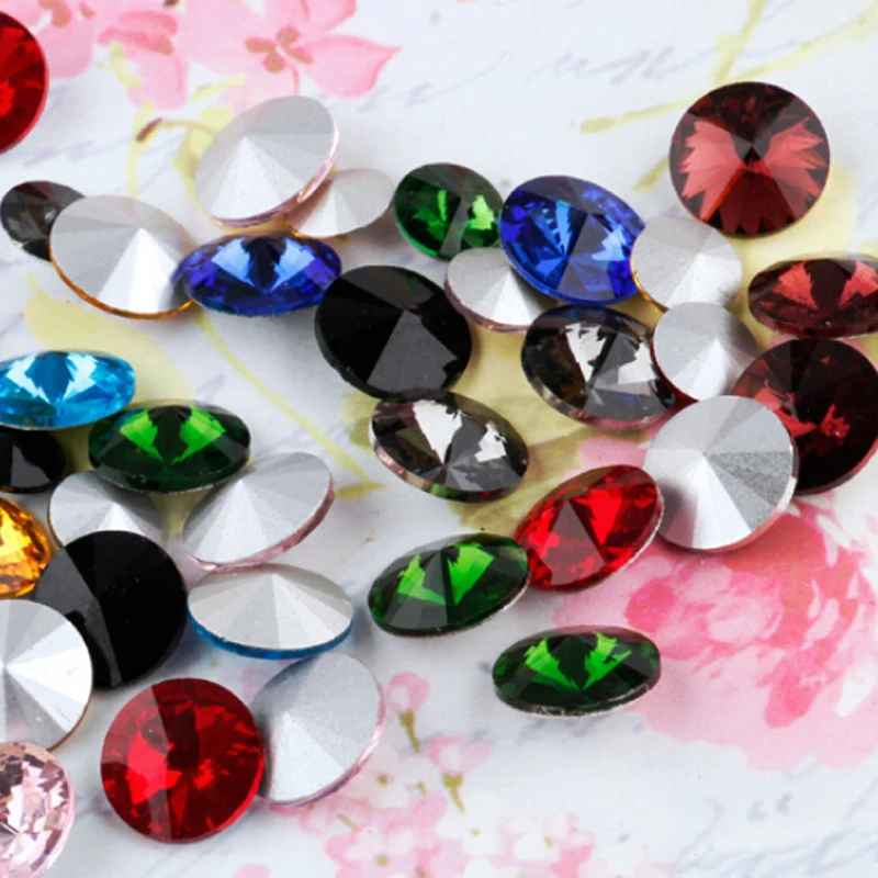 Rivoli Glass Glitter Strass Topaz Bling Pointback Glue On Rhinestones 10mm 50pcs For Shoes Decorations | Дом и сад