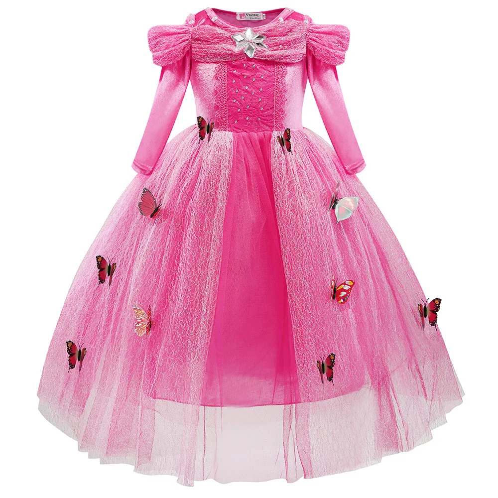 Disney Snow романтичное платье мультфильм сплошного цвета принцесса платье взрыв детское платье с блестками