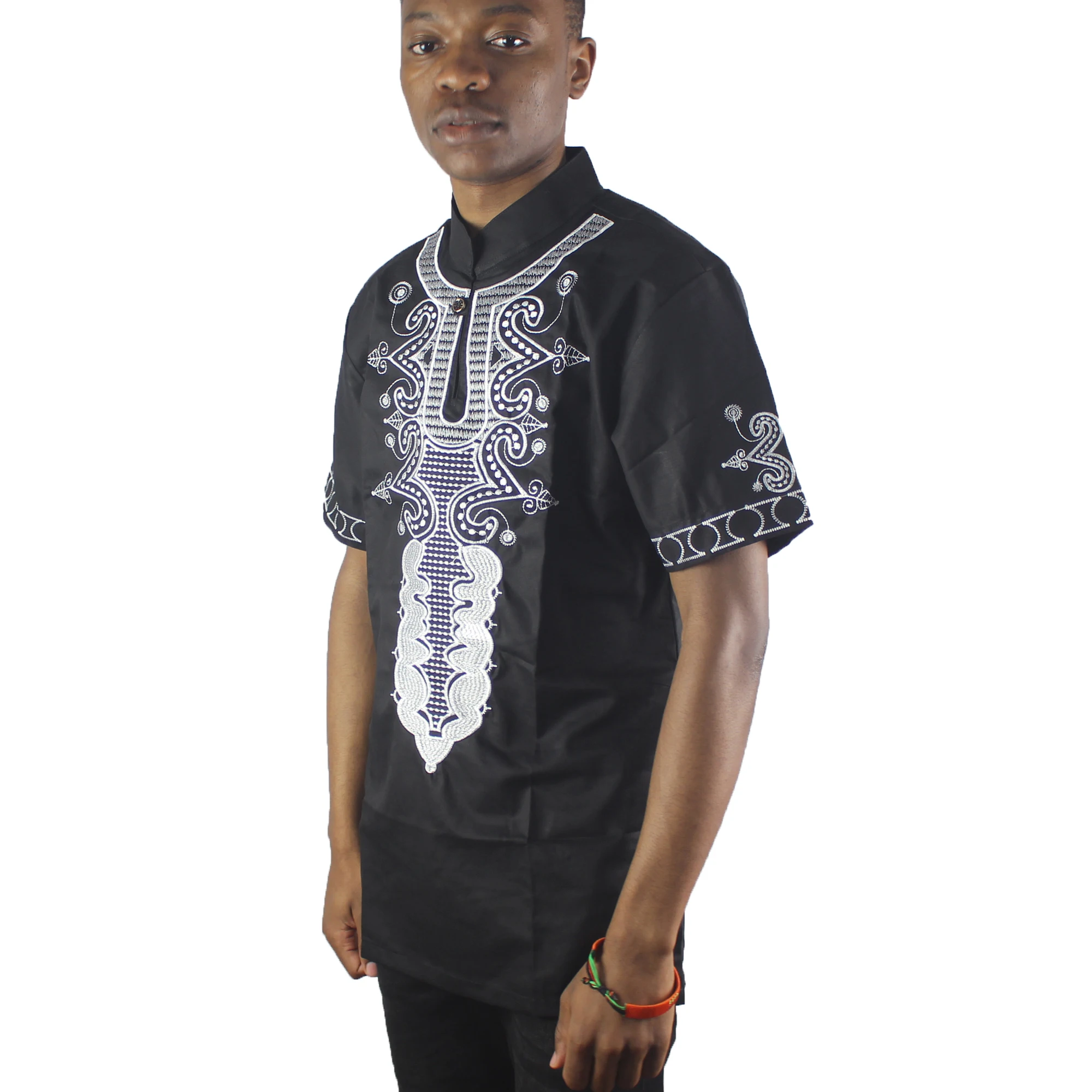 Модная мужская черная футболка Dashiki с вышивкой|Африканская одежда| |
