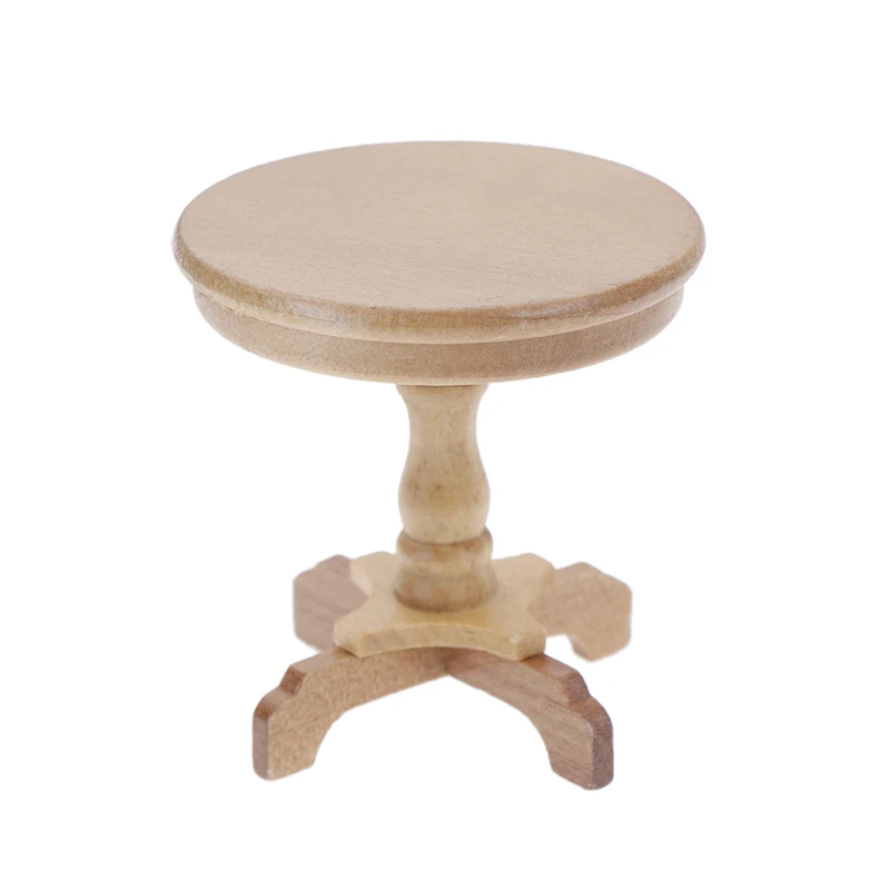 

1PCS 1/12 Wooden Furniture Miniature Dollhouse Round Coffee Table Desk Miniatures Pretend Toys Garden/Room Decoration