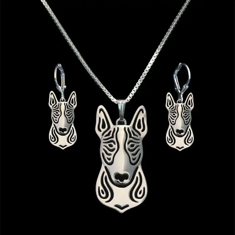 Женский ювелирный набор Бультерьера Lovers' сплав собака шейный платок и серьги |