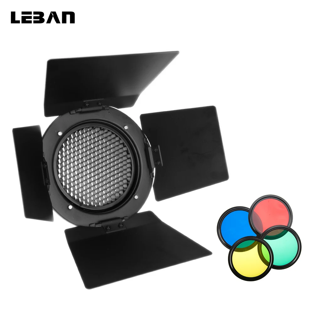 Фонарь с сотовой сеткой и 4 цветными фильтрами для фотостудии|barn door|for photoflash studio kit
