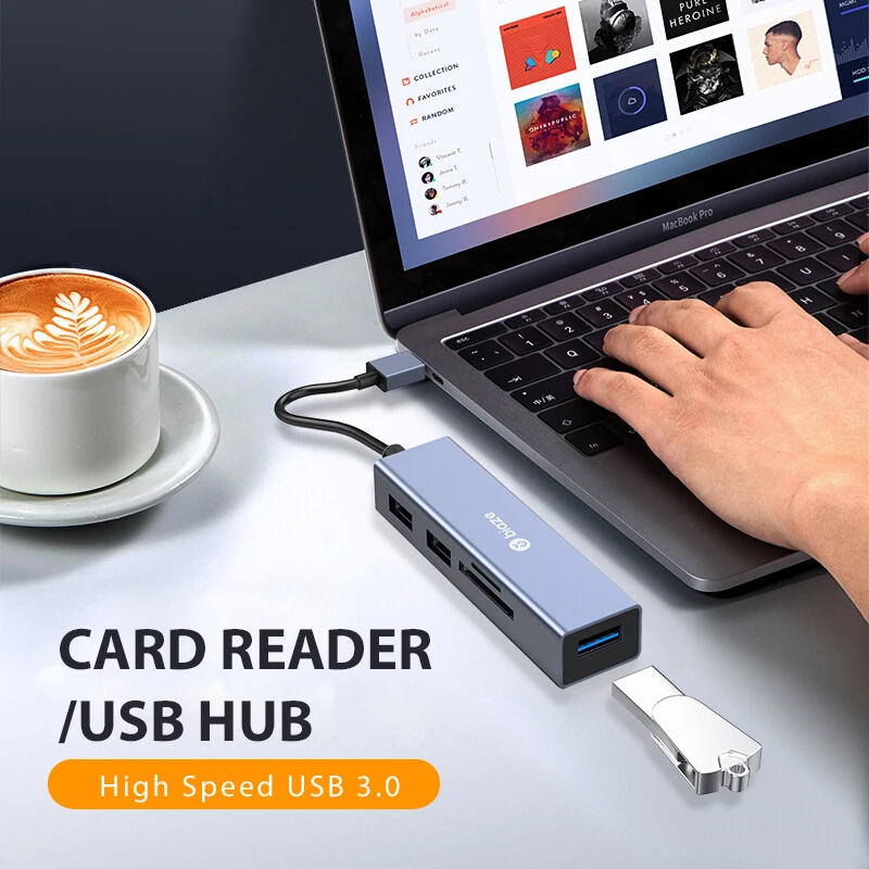 Biaze usb-хаб 3,0 высокоскоростной 3 порта разветвитель usb-хаб адаптер SD карта TF кард-ридер для ПК ноутбук USB 3,0 концентратор