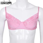 Iiniim Мужской Нижнее белье Sissy экзотический бюстгальтер без косточек гладкая ткань дышащий кружевной бюстгальтер без косточек с регулируемыми бретелями