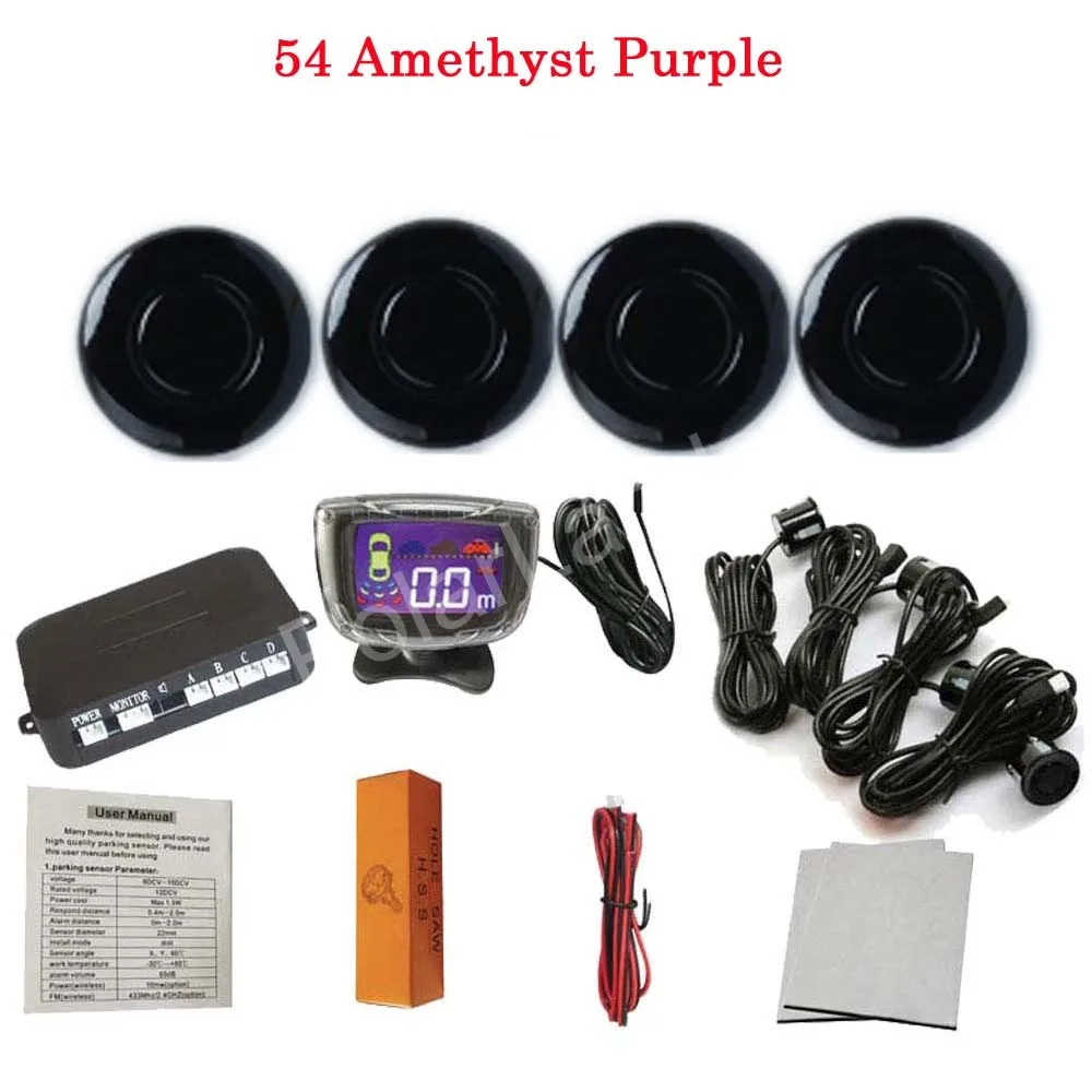 best selling Car LCD Parking Sensor 4 Sensors 12V Cars Reverse Assistance Backup Radar Monitor System 44 colors | Автомобили и