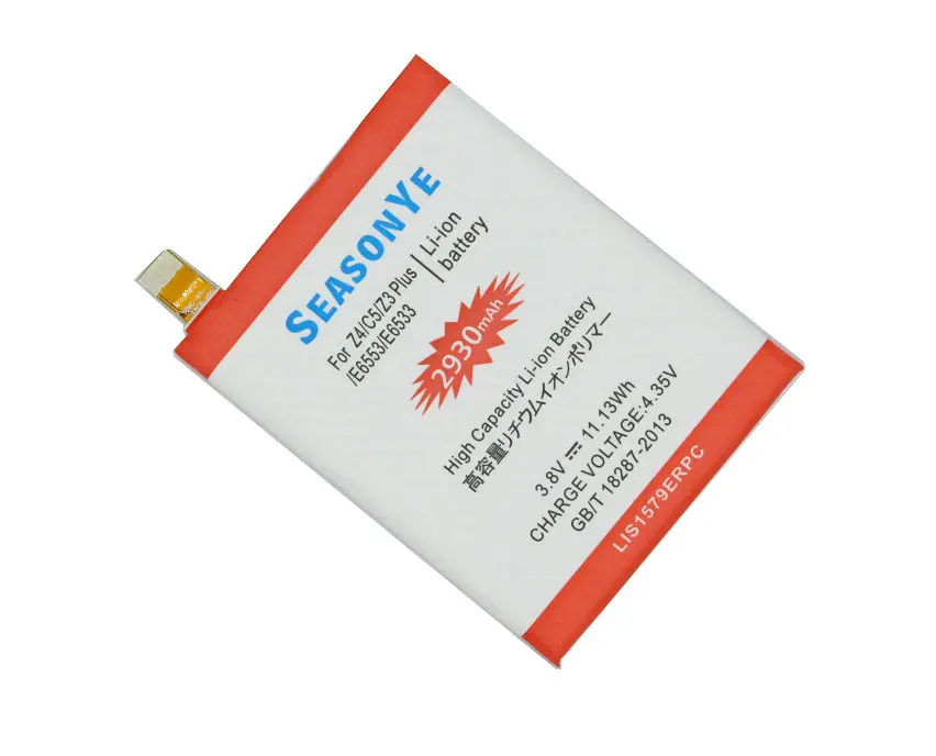 Seasonye 2930mAh LIS1579ERPC Сменный аккумулятор для C5 Ultra / Dual E5506 E5553 E5533 E5563 Z3 Plus +/ E6553 Z4 E6533 |