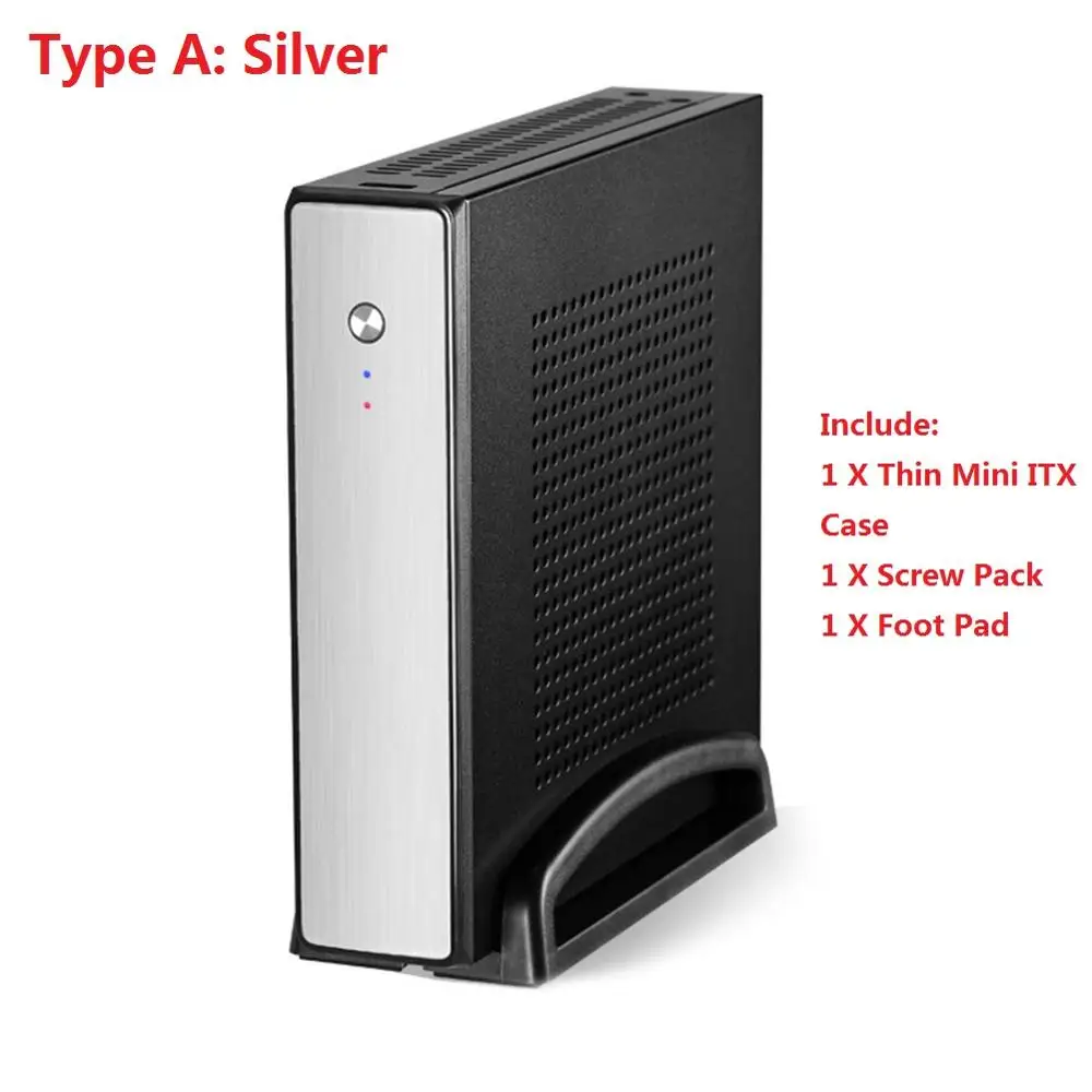 Type A Silver ET-4 тонкие мини ITX Чехлы USB2.0 2,5 дюймов HDD SSD SGCC компьютерный игровой ПК настольный корпус тихий SECC для материнской платы ниже 20 мм - Цвет: Type A Silver