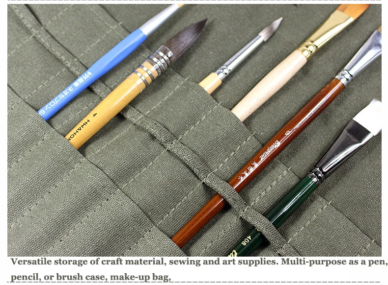 Многофункциональный скручивающийся тканевый пенал для хранения кистей и