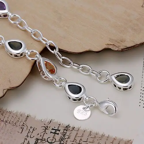 Женский браслет из серебра 925 пробы с камнями|bracelet usb flash drive|bracelet messagebracelet double |