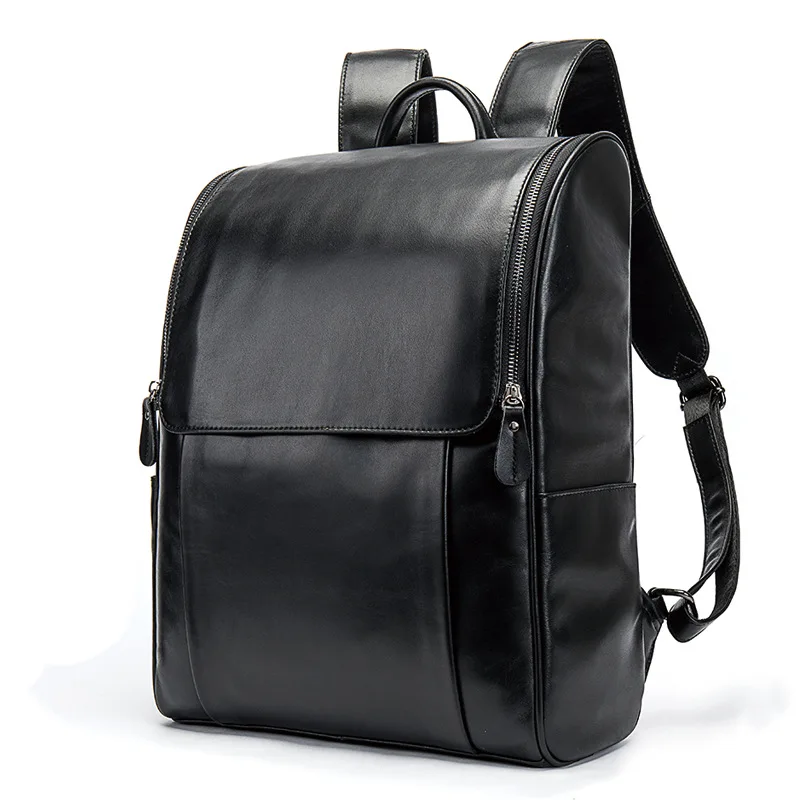 Men Backpack 2019 Genuine Leather Waterproof Laptop Backpack Fashion Travel School Bag Qualiy Leather Bookbag Mochila Hombro
