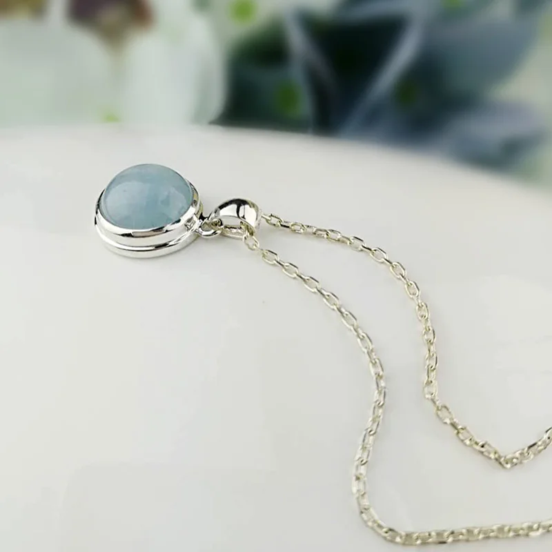 Настоящее чистое серебро 925 ювелирные изделия кулон для женщин с Аквамарин