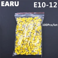 100pcs e10 12 tube insulating insulated terminal 10mm2 7awg cable wire connector insulating crimp e black yellow blue red green