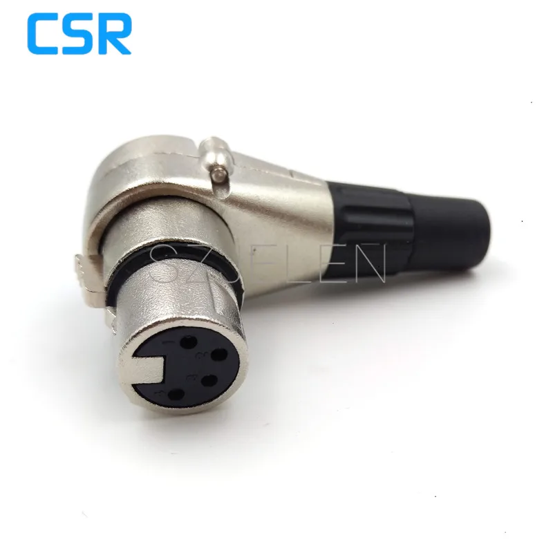Right angle XLR 4pin female Plug ,Silver, Elbow Female 4Pin XLR plug for DSLR Rig Power V-Mount Anton