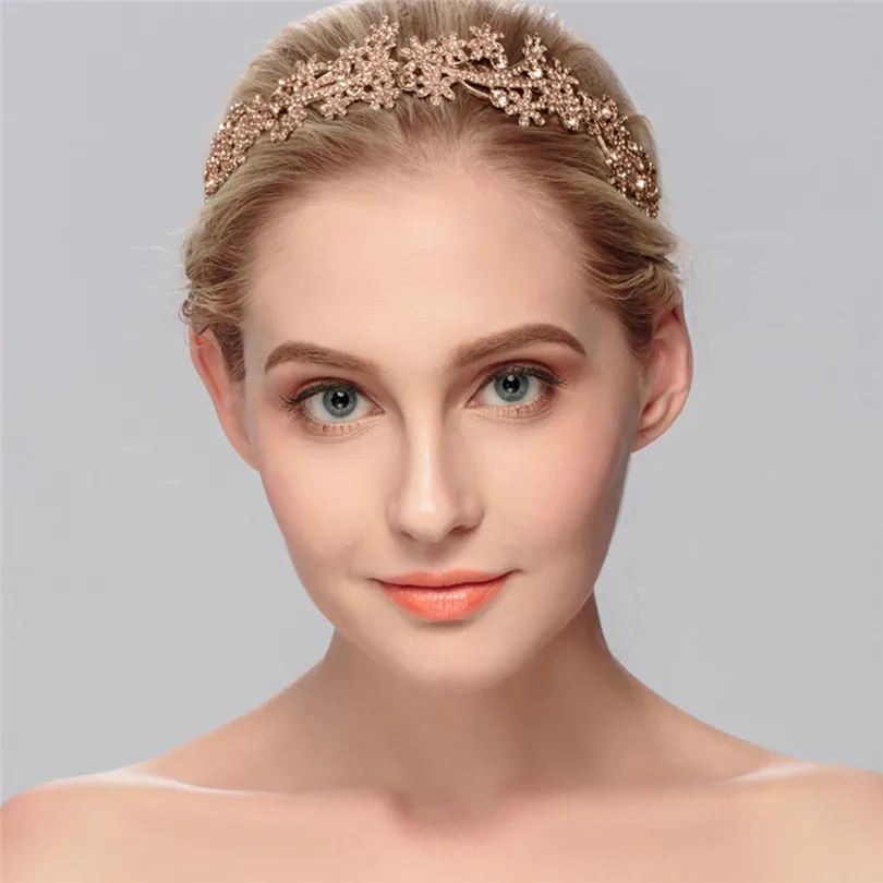 Аксессуары для волос новинка 2019 простая свадебная тиара розовое золото цветок