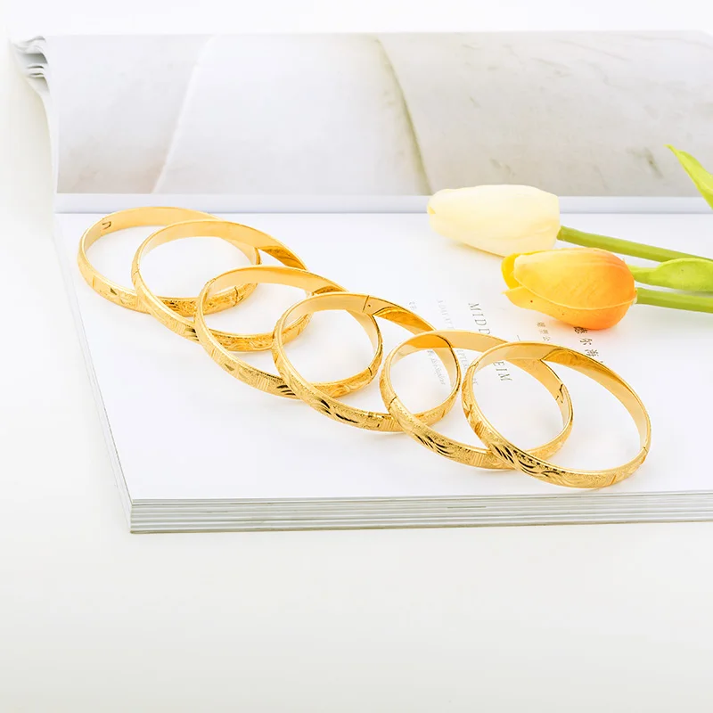 6 шт./лот эфиопские ювелирные изделия браслеты из Дубая золотые для женщин