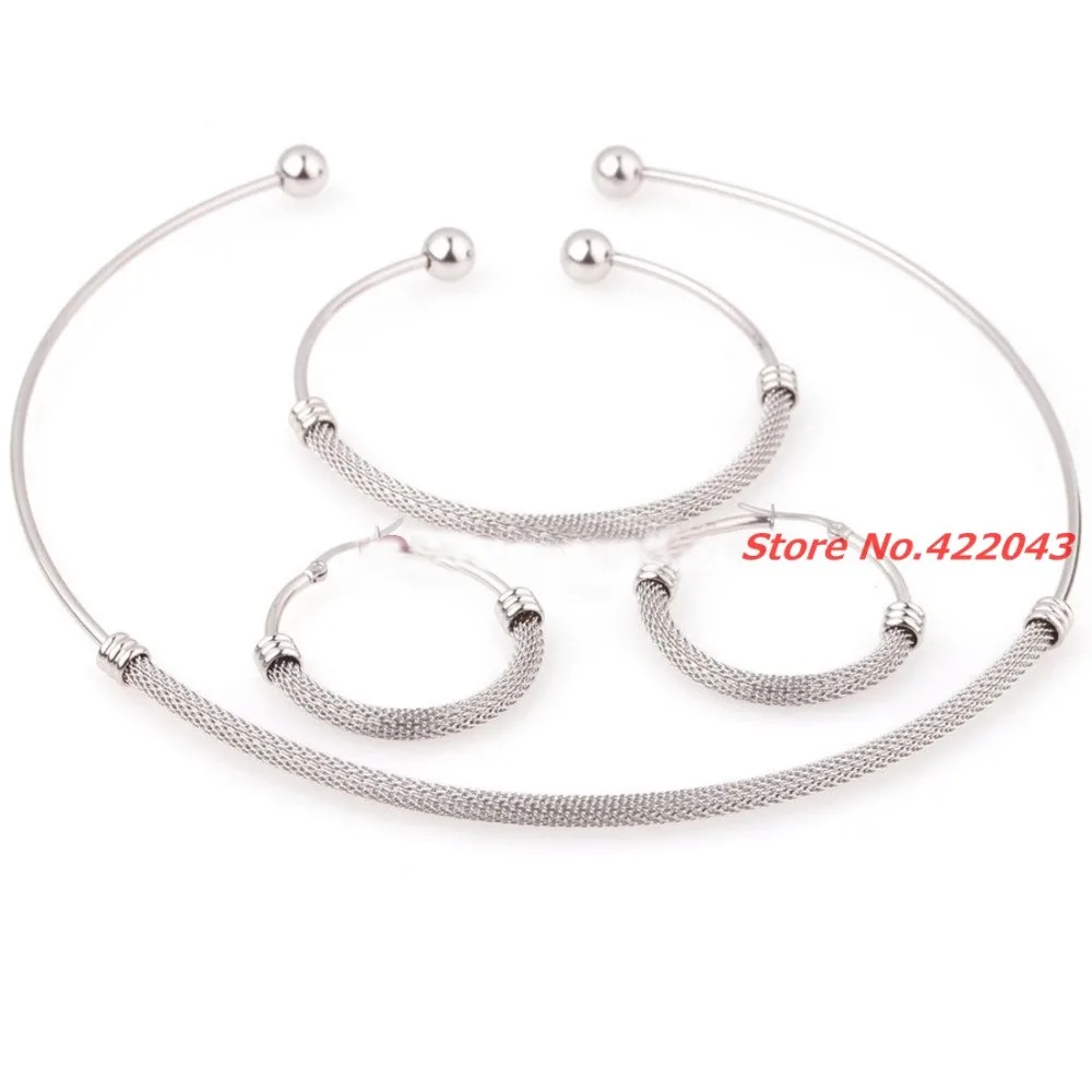 Новая мода Женская Мода Серебряный цвет 316L Нержавеющая сталь сетка дизайн колье
