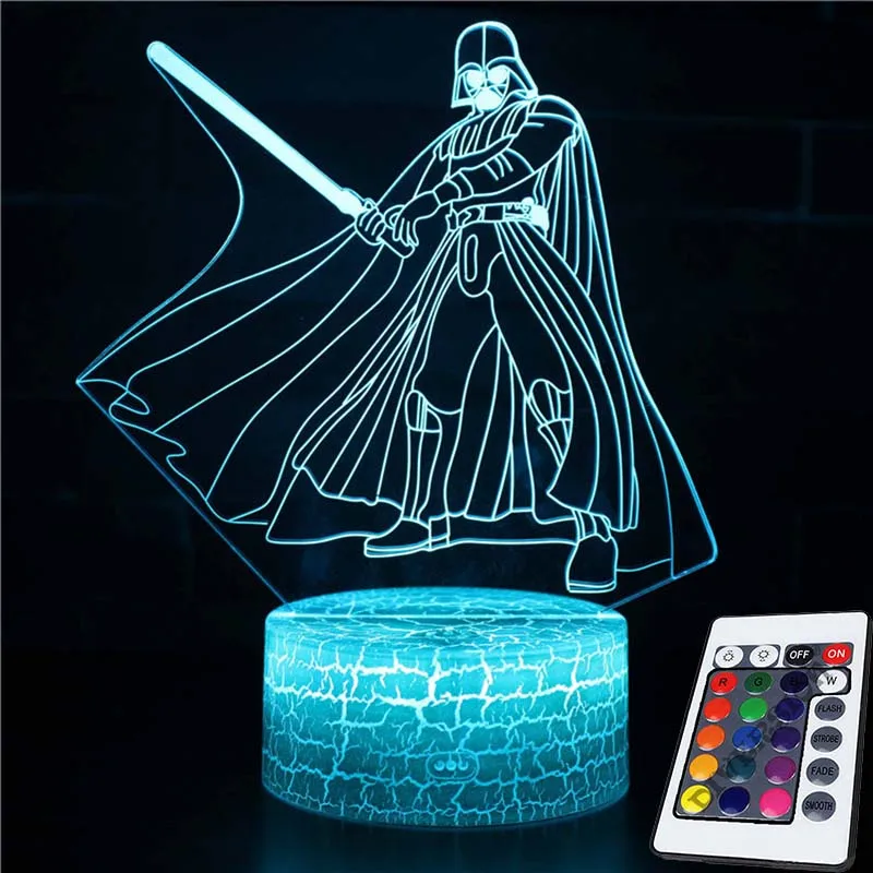 Звездная серия фигурка 3d иллюзия Лампа Дарт Вейдер BB8 R2D2 X-WING войны фигурка светодиодный Lmapen Дети Спящая Ночь игрушки с огоньками - Цвет: MY190-CRACK16-RC