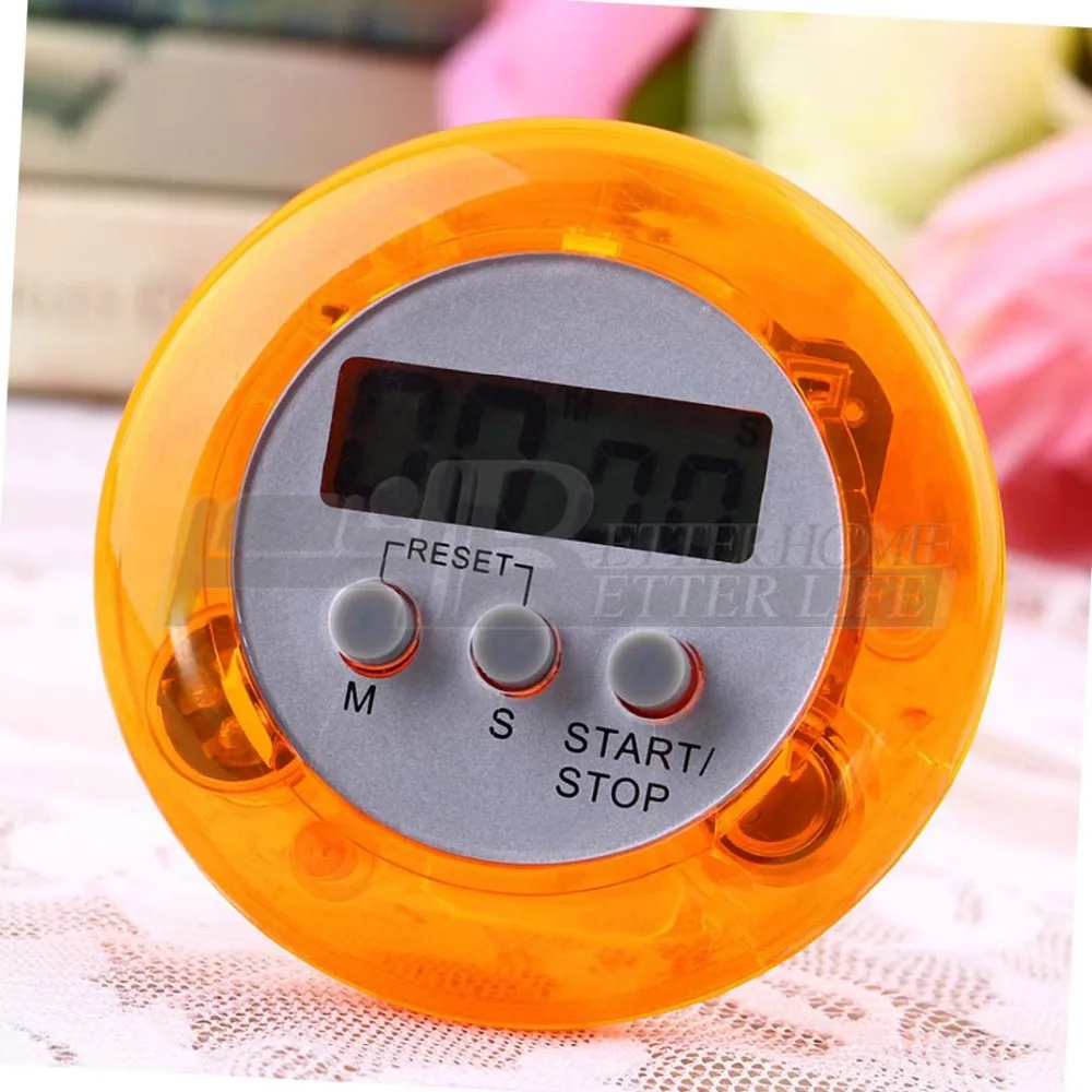 1 шт. мини orange круглый ЖК дисплей цифровой отсчет таймера сигнализация для