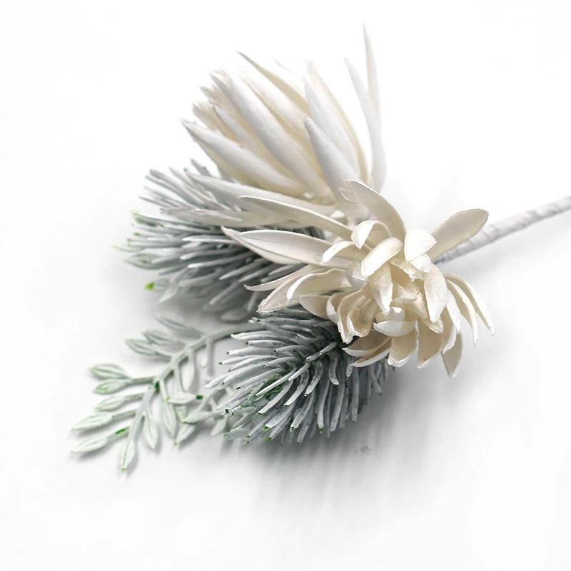 Фото 1 шт. белые Искусственные сосновые цветы для декора свадебного - купить